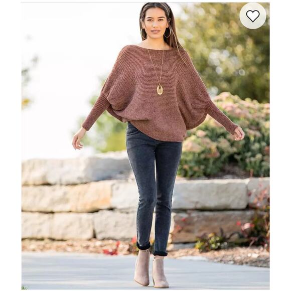 Hyfve Brown Dolman Sleeve Sweater Popover Chenille Knit Slouchy Size Medium - Picture 1 of 9